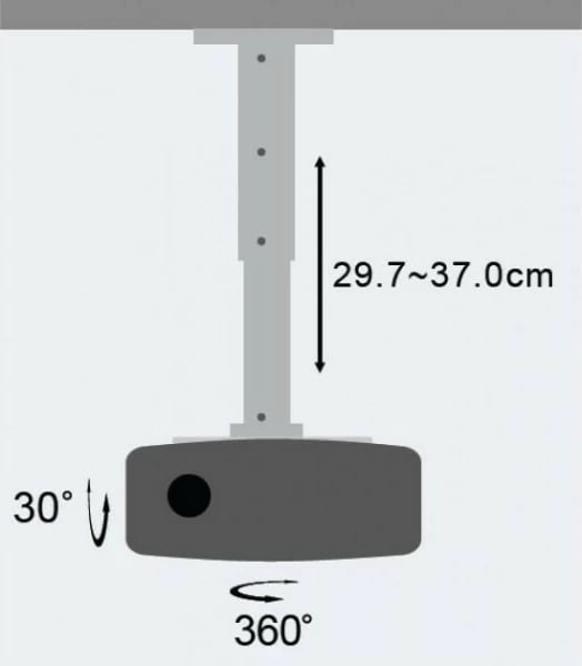 Krah tavani për projektor Techly 301559, 30-37cm, 15kg, argjend