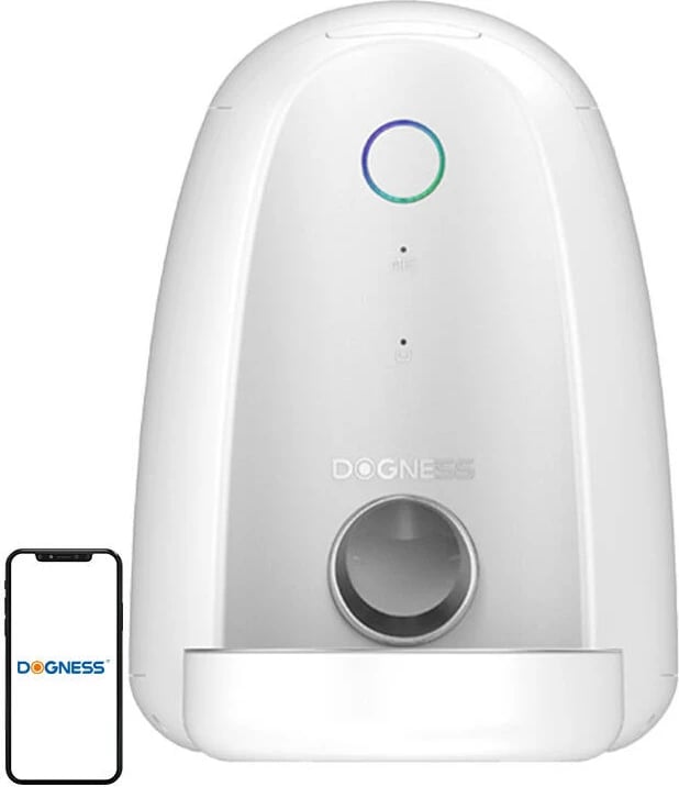 Shpërndarës automatik ushqimi për kafshë Dogness Mini, 2L, WiFi, tas çelik, i bardhë