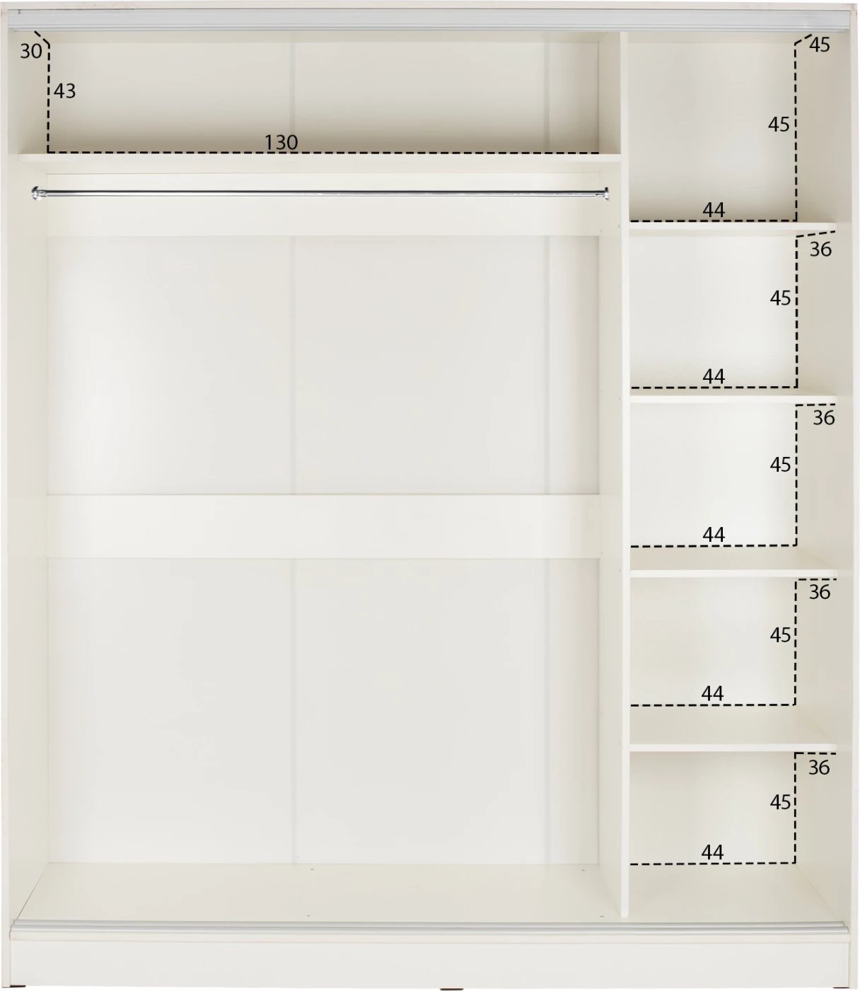 Dollap me dy dyer rrëshqitëse, ngjyrë e bardhë, me pasqyrë, FH2460.03, 120x60x220 cm