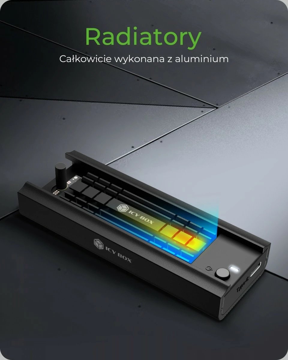 Docking station IcyBox IB-180MC-C31 për SSD M.2 NVMe & SATA, USB 3.2 Type-C, Alumini, Zi