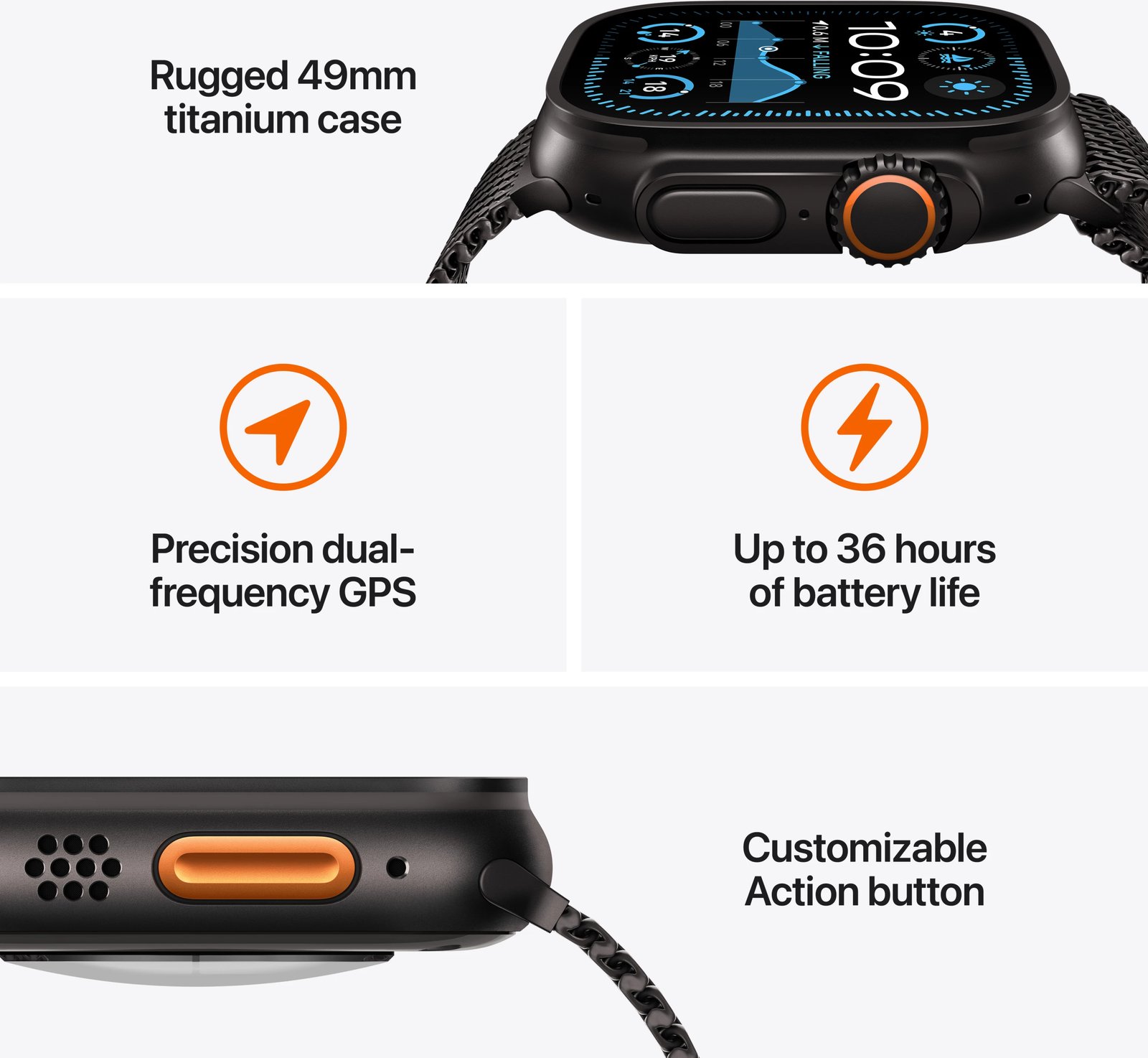 Apple Watch Ultra2 v2 Cellular 49mm Black Titanium Case with Black Trail Loop - S/M