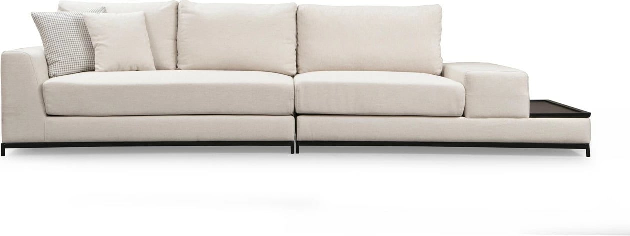 Divan katër vendesh, ngjyrë bezhë, me tavolinë anësore, Atelier del Sofa