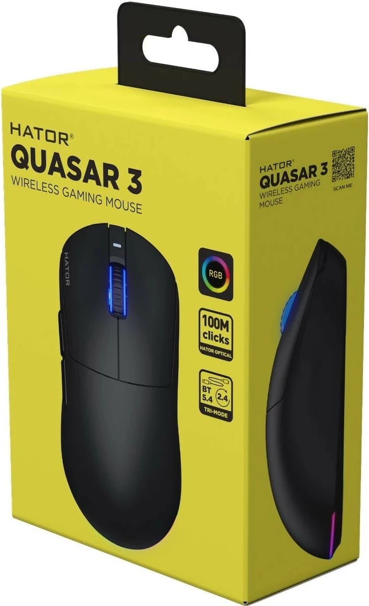 Maus Hator Quasar 3 wireless, RGB, i zi