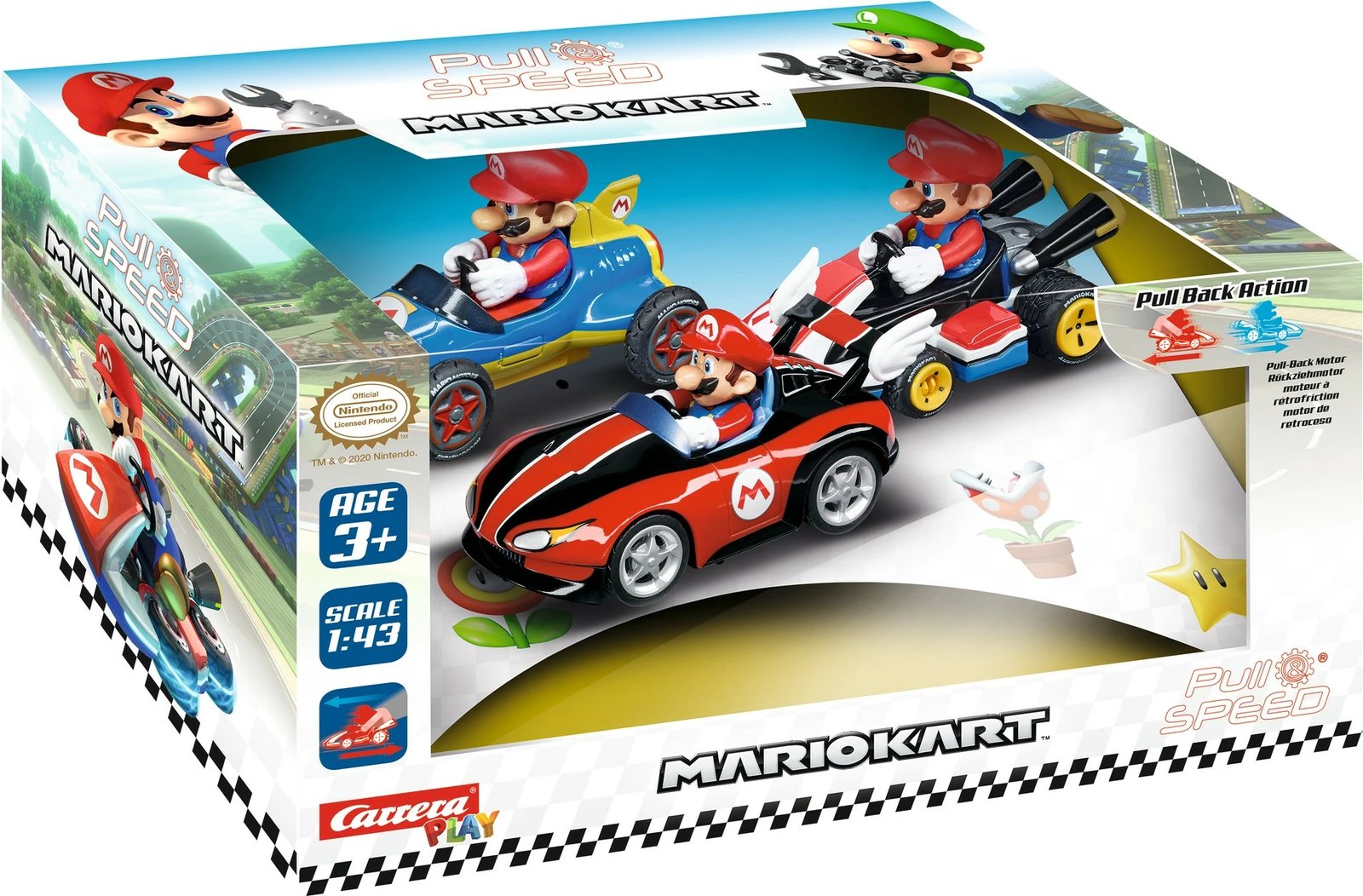 Set automjetesh Carrera 15813016, Mario Kart, shumëngjyrësh