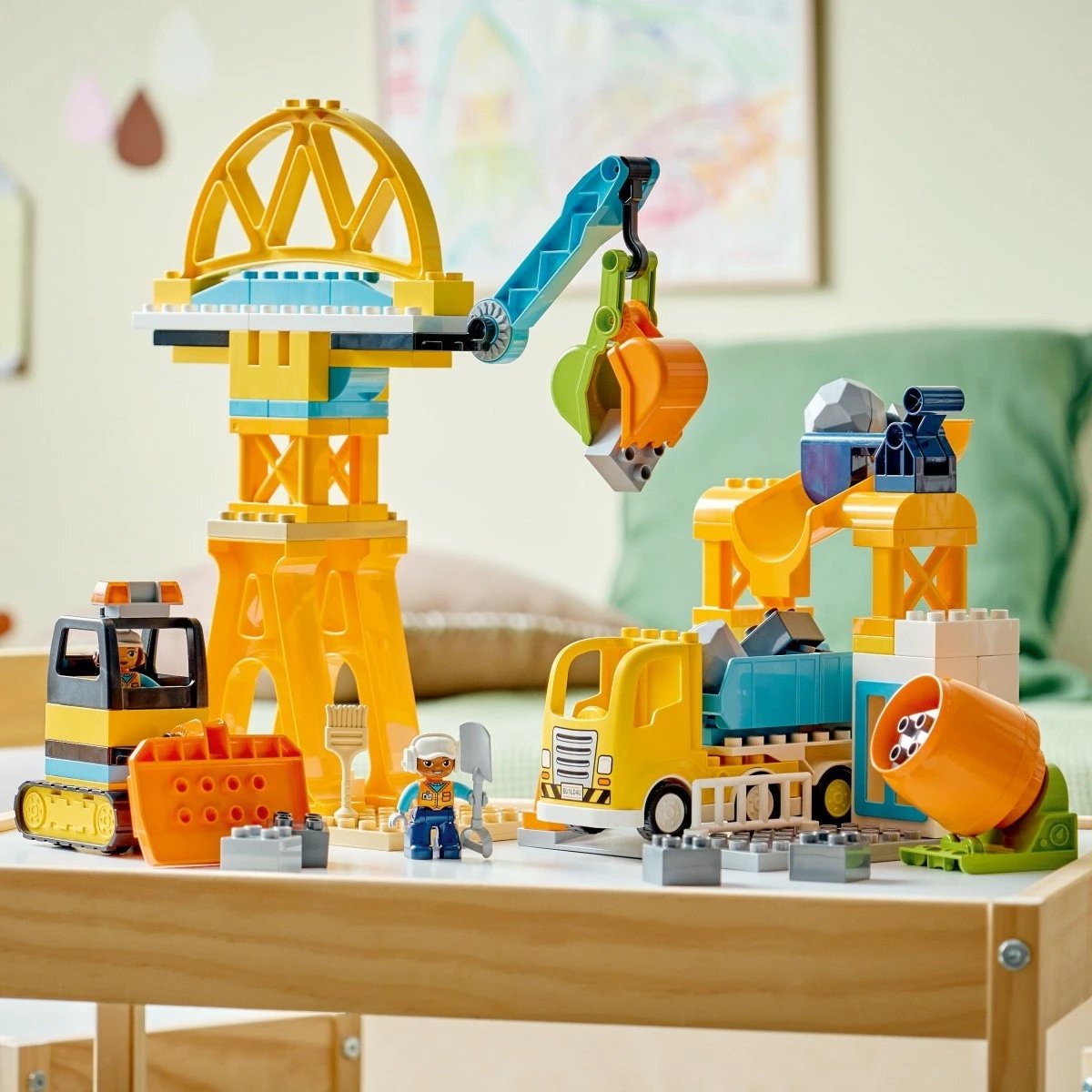 Set lodrash LEGO DUPLO 10476 Kantier ndërtimi me automjete 3-në-1, 84 copë, 3+