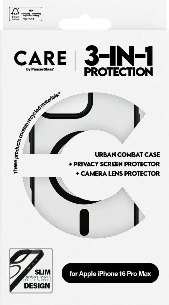 Mbështjellës PanzerGlass CARE Flagship 3-in-1 për iPhone 16 Pro Max, transparent