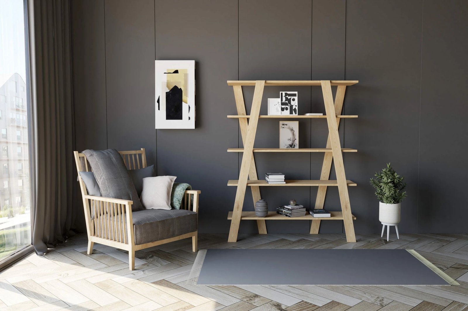 Raft librash Hanah Home, Conde, ngjyrë lis safir