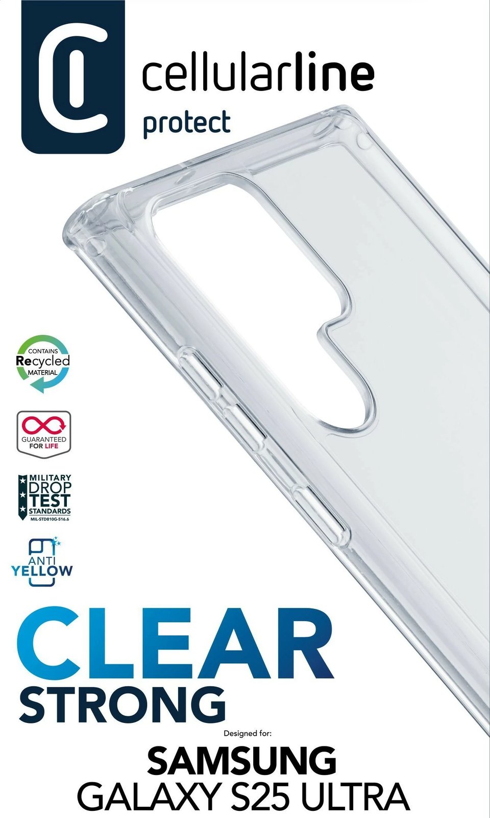 Mbështjellës Cellular Line për Samsung Galaxy S25 Ultra, transparent