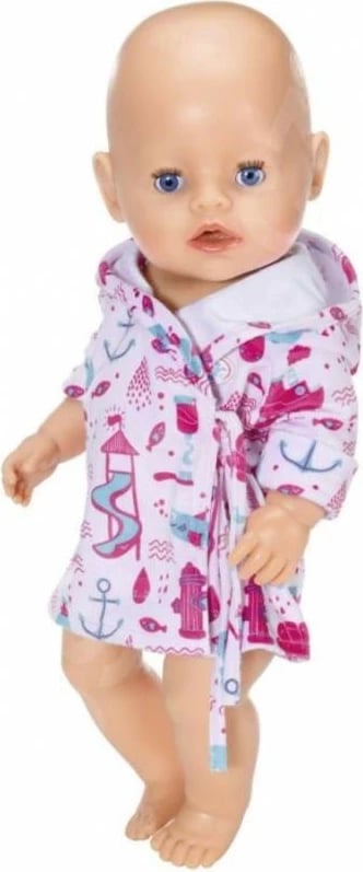 Rrobë banje për kukull Baby Born Zapf 43 cm, me motive uji, me kapuç, me varëse, dekorative