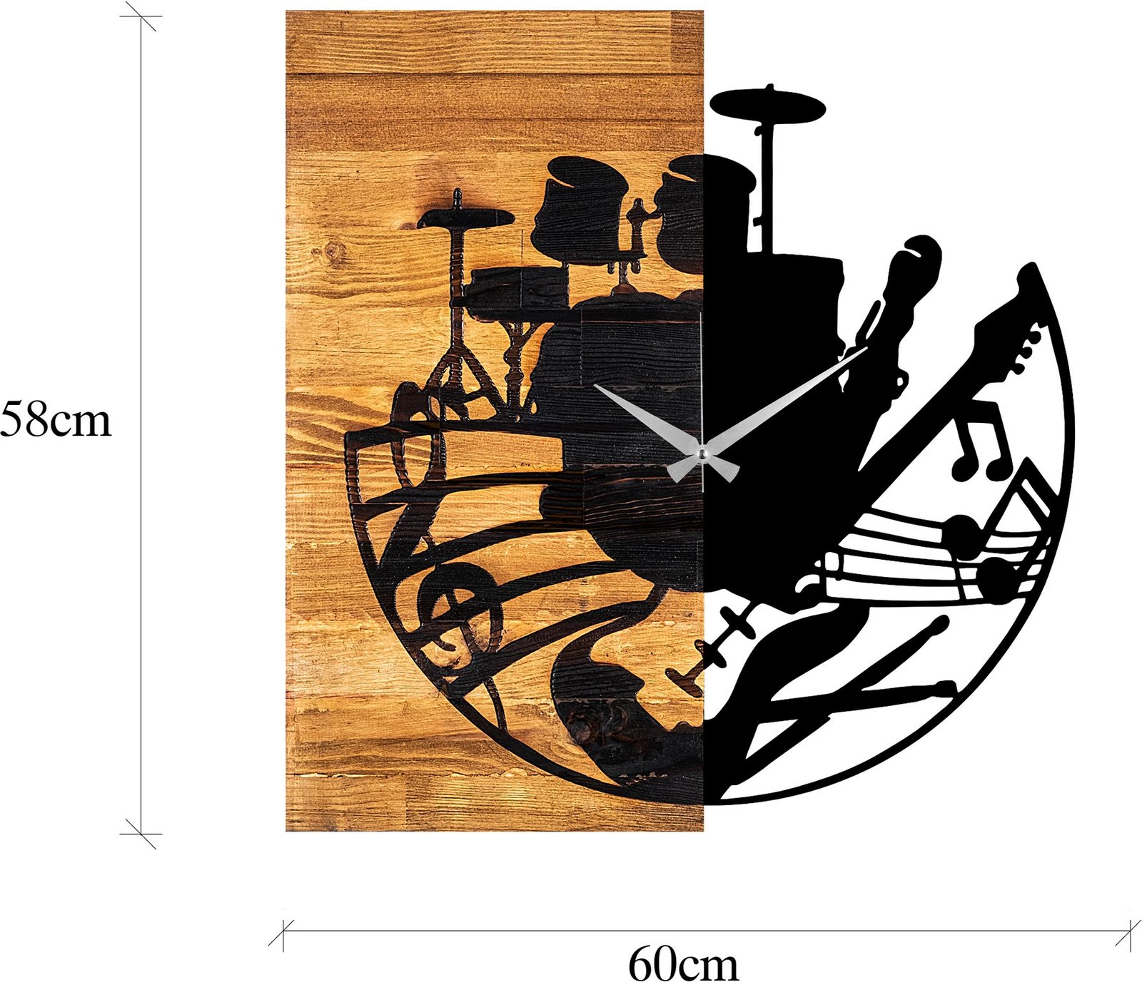 Orë muri dekorative prej druri, Wallity, ngjyrë arre dhe e zezë, 60x3x58cm