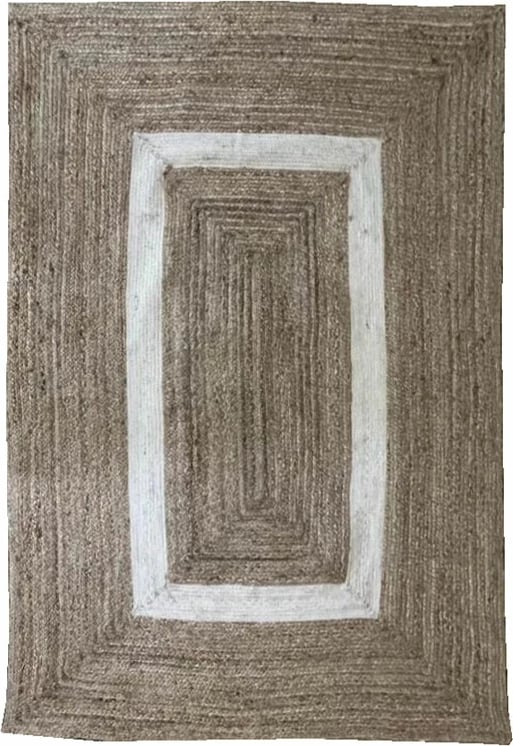 Qilim Indigo për dhomë dite, jute dhe pambuk, natyral-bezhë, 140x210cm