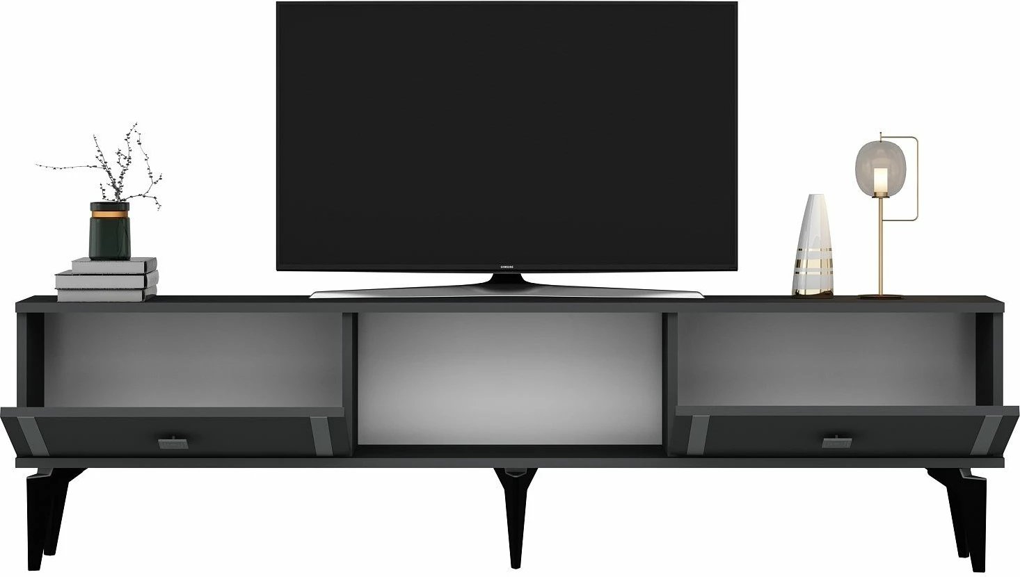 Komodë për TV Skye Decor, Doruk, antracit, argjend