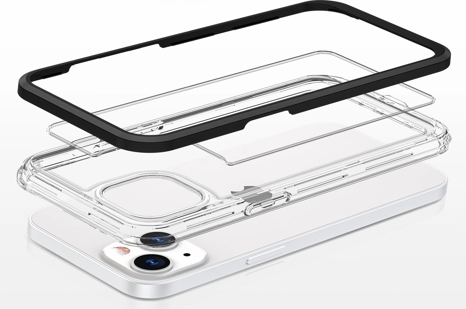 Mbështjellës Hurtel Hybrid Armor Clear 3in1 për iPhone 13 mini, i tejdukshëm me kornizë të zezë