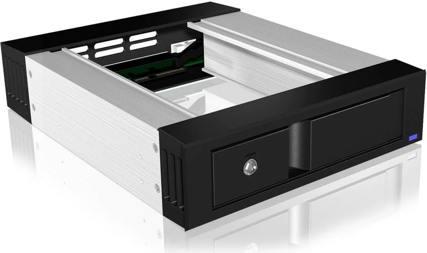Kasë IcyBox IB-158SSK-B për hard disk 3.5" SATA, alumini, e zezë