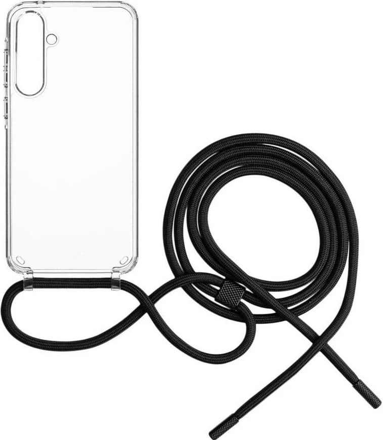 Mbështjellës telefoni Fixed për Samsung Galaxy A55 5G, i zi dhe transparent