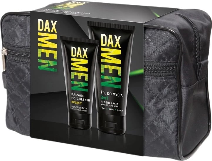 Set kozmetike për meshkuj Dax Men 3-në-1 xhel 180ml + balsam pas rrojes 100ml + çantë kozmetike