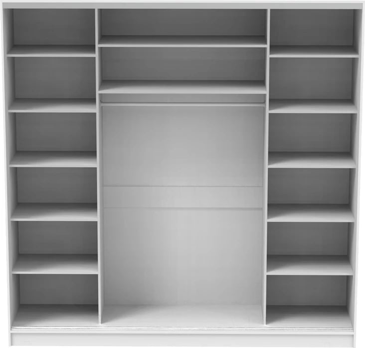 Dollap rrëshqitës me pasqyrë, ngjyrë e bardhë, 240x60x240cm