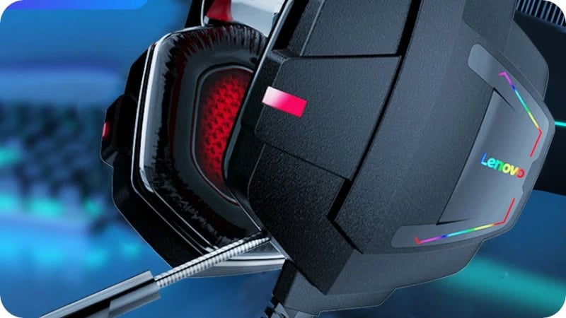 Kufje gaming Lenovo HU85 me mikrofon, RGB, të zeza
