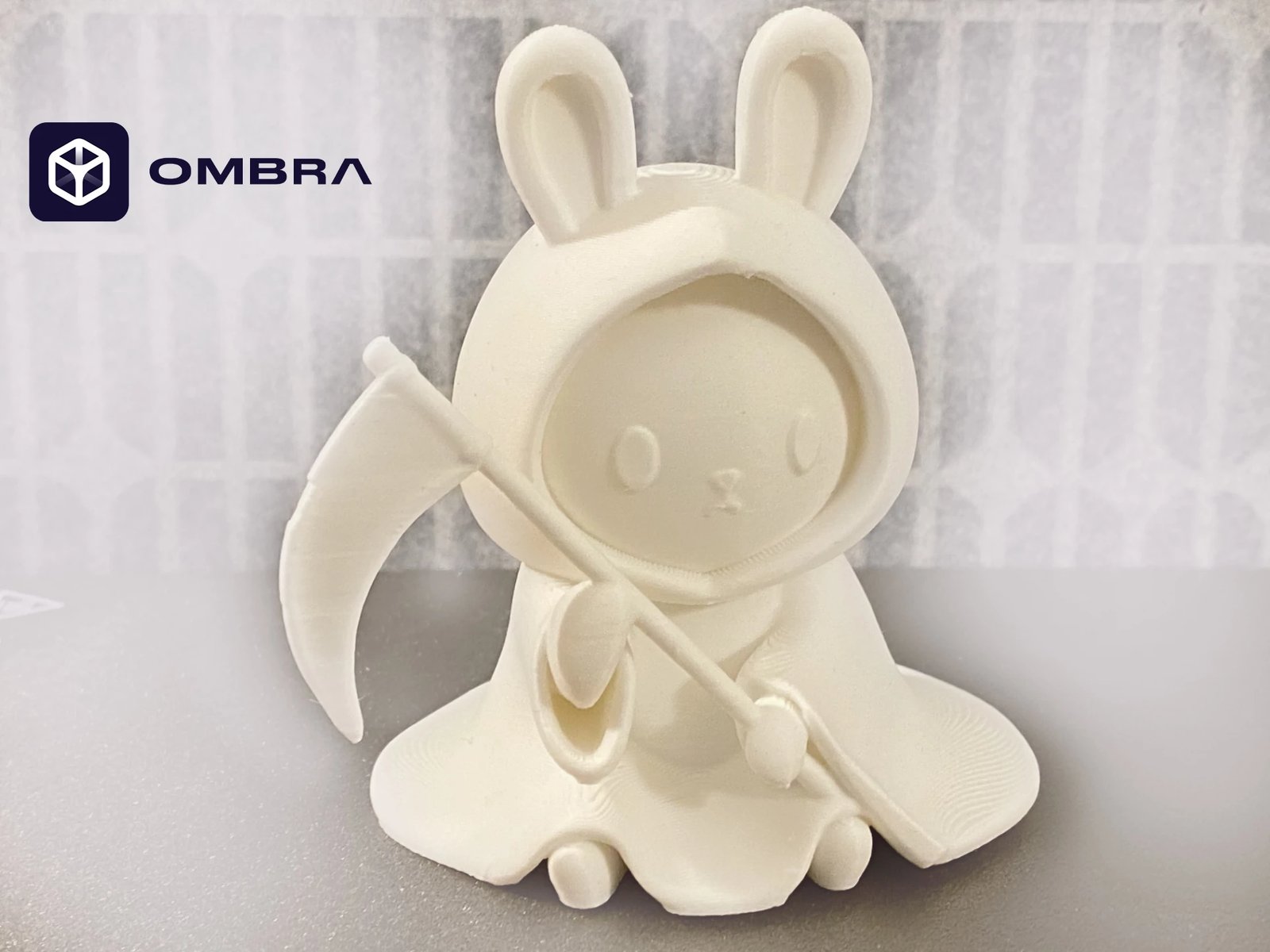 Figurë Dekorative për Halloween (Chibi Rabbit Grim Reaper) - e bardhë