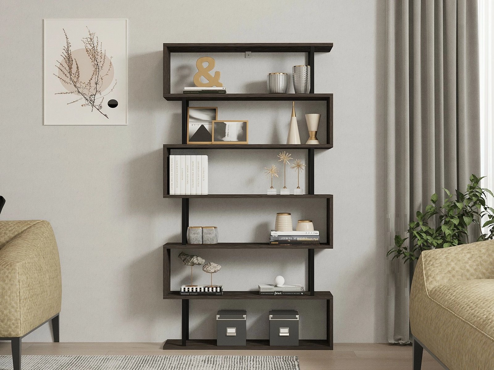 Raft librash Hanah Home, Hector, ngjyrë antracit