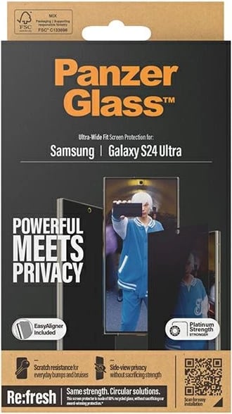 Mbrojtës ekrani PanzerGlass Ultra-Wide Fit Privacy për Samsung Galaxy S24 Ultra, xham i temperuar