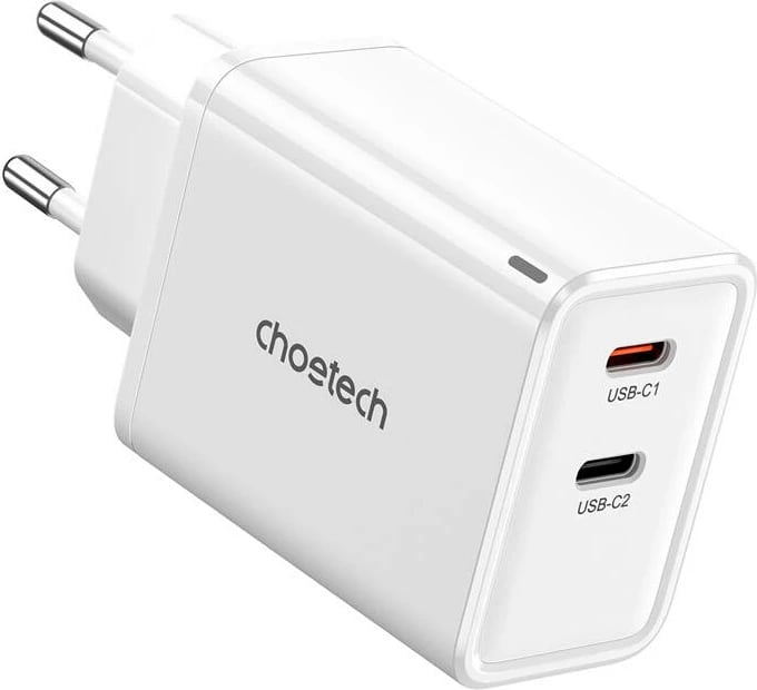 Karikues rrjeti Choetech PD6013, 2x USB-C, 65W, i bardhë