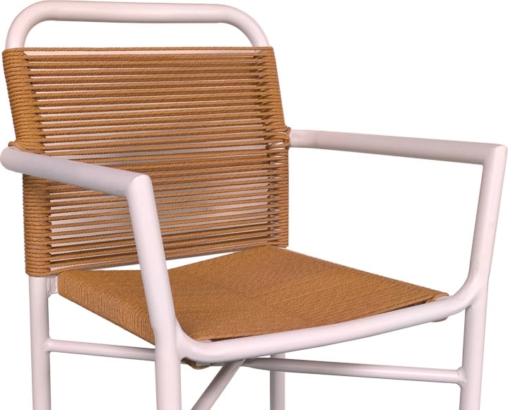 Karrige alumini Clutch e grumbullueshme kornizë e bardhë-ratan natyral 55x56x80cm