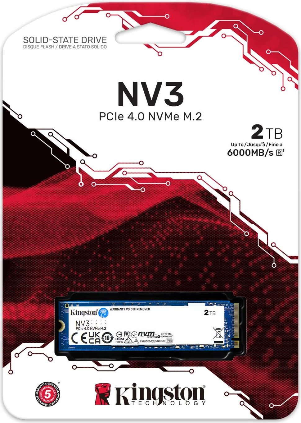 Disk SSD Kingston NV3 - 2TB - M.2 PCIe 4.0 x4 (NVMe), i brendshëm