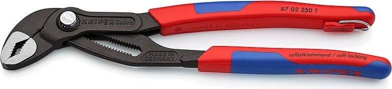 Knipex slip-joint klesta 87 02 250 T, 250mm, krom-vanadium, dorezë plastike, kaltër e kuqe