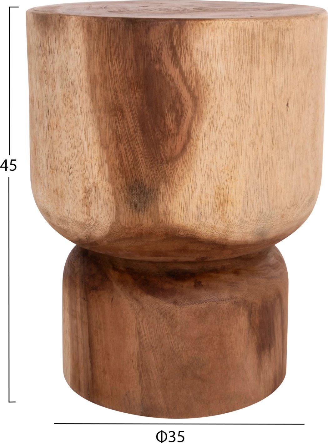 Stool i rrumbullakët FEBRYD, dru suar natyral, FH18233.11, 35x45cm