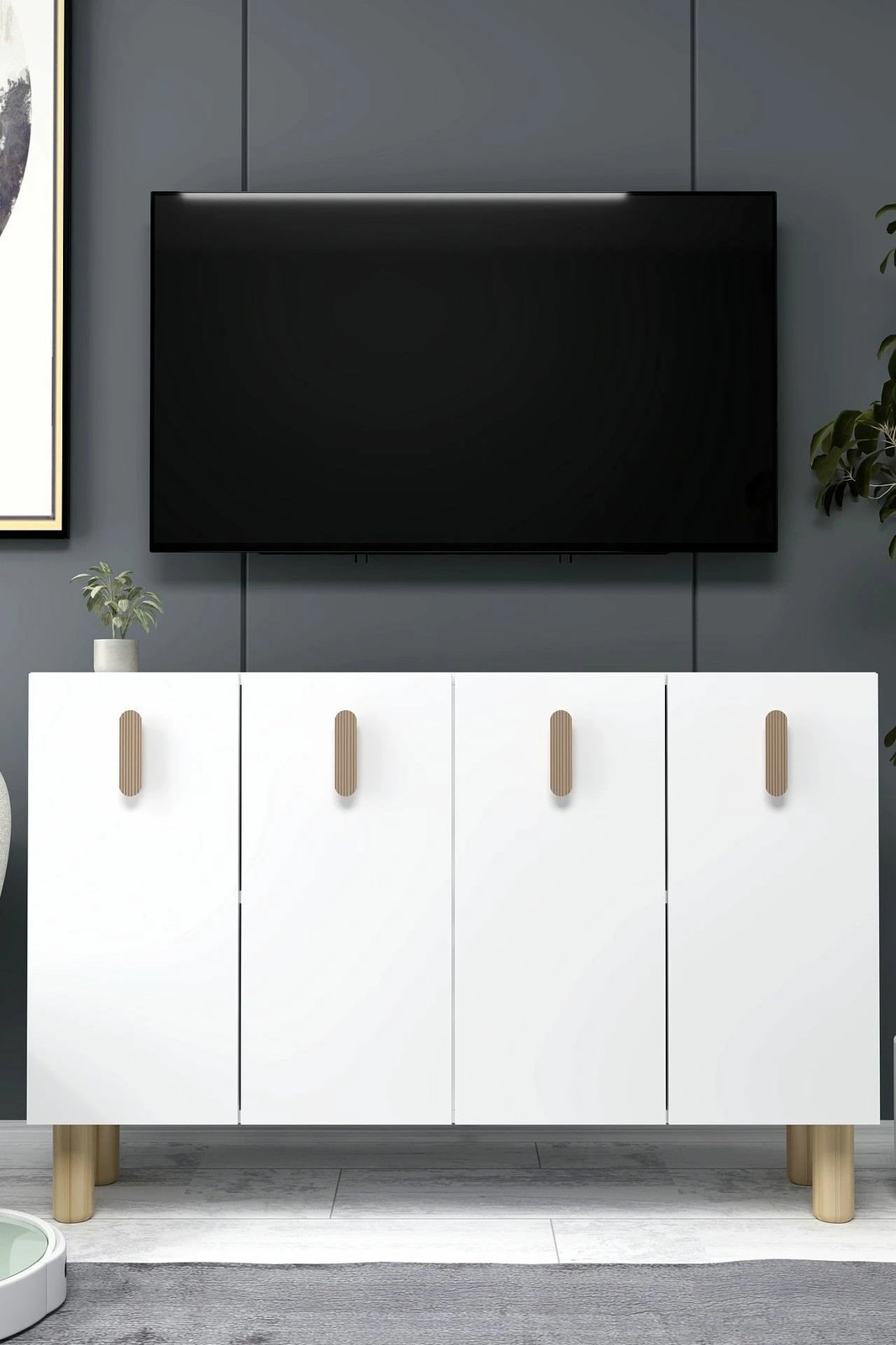 Konsol Skye Decor, 8182KM-64, e bardhë, lisi safir