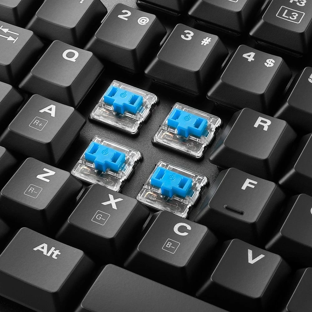 Tastierë mekanike Sharkoon PureWriter RGB, Kailh Blue, AZERTY, me drita RGB, e zezë
