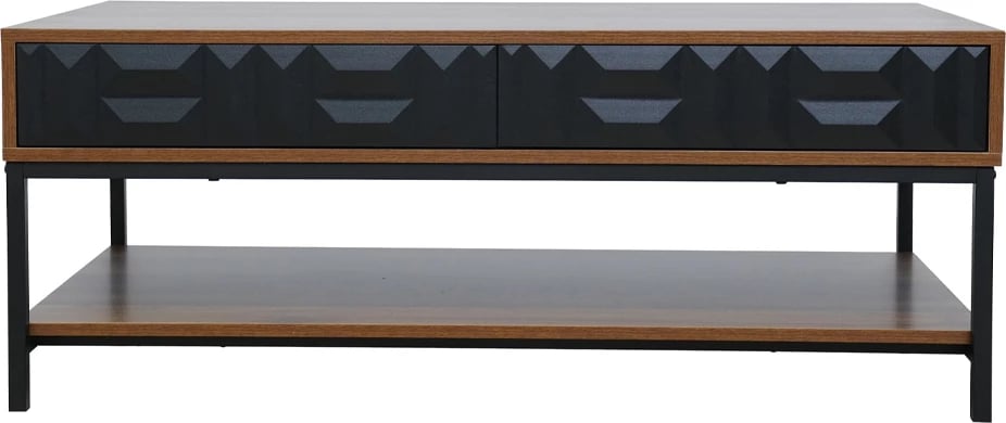 Tavolinë kafeje ZUMA, 2 sirtarë, 3 rafte, ngjyrë arre e zezë, 111.5x60x44 cm