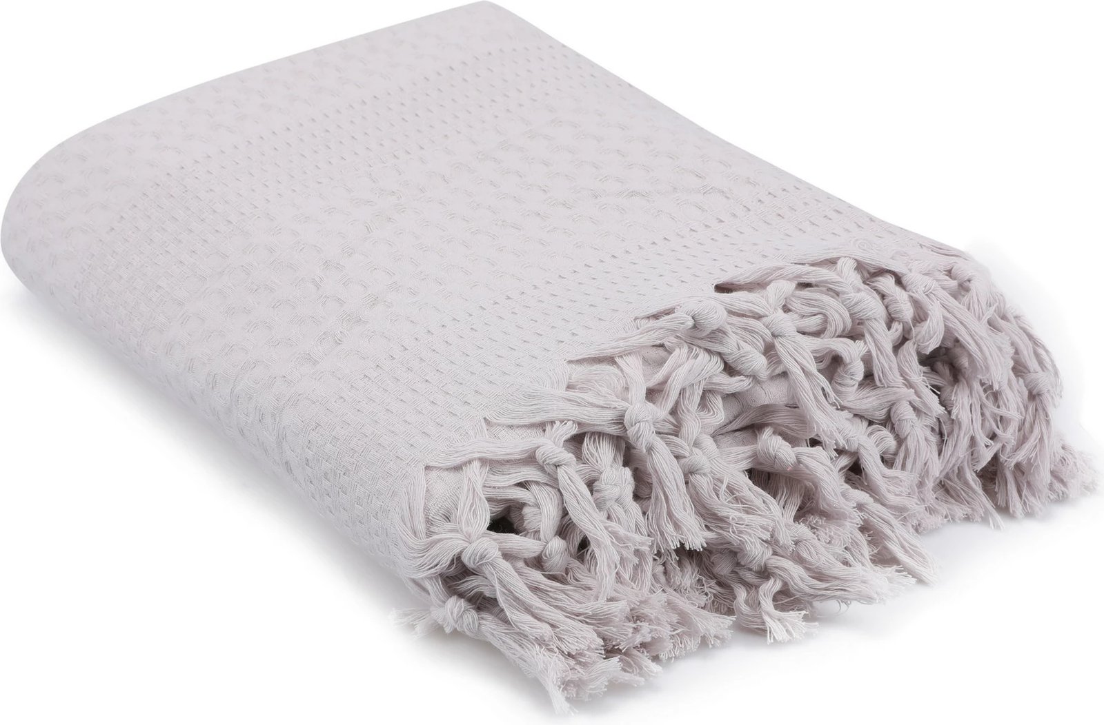 Çarçaf double pique, ngjyrë gri e çelët, me thekë dore, 220x240cm