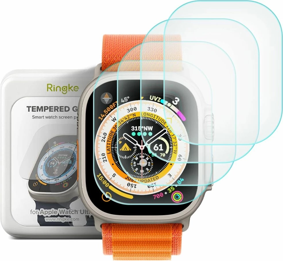 Xham i temperuar për Apple Watch Ultra 49mm, Ringke ID FC Glass, set 4 copë
