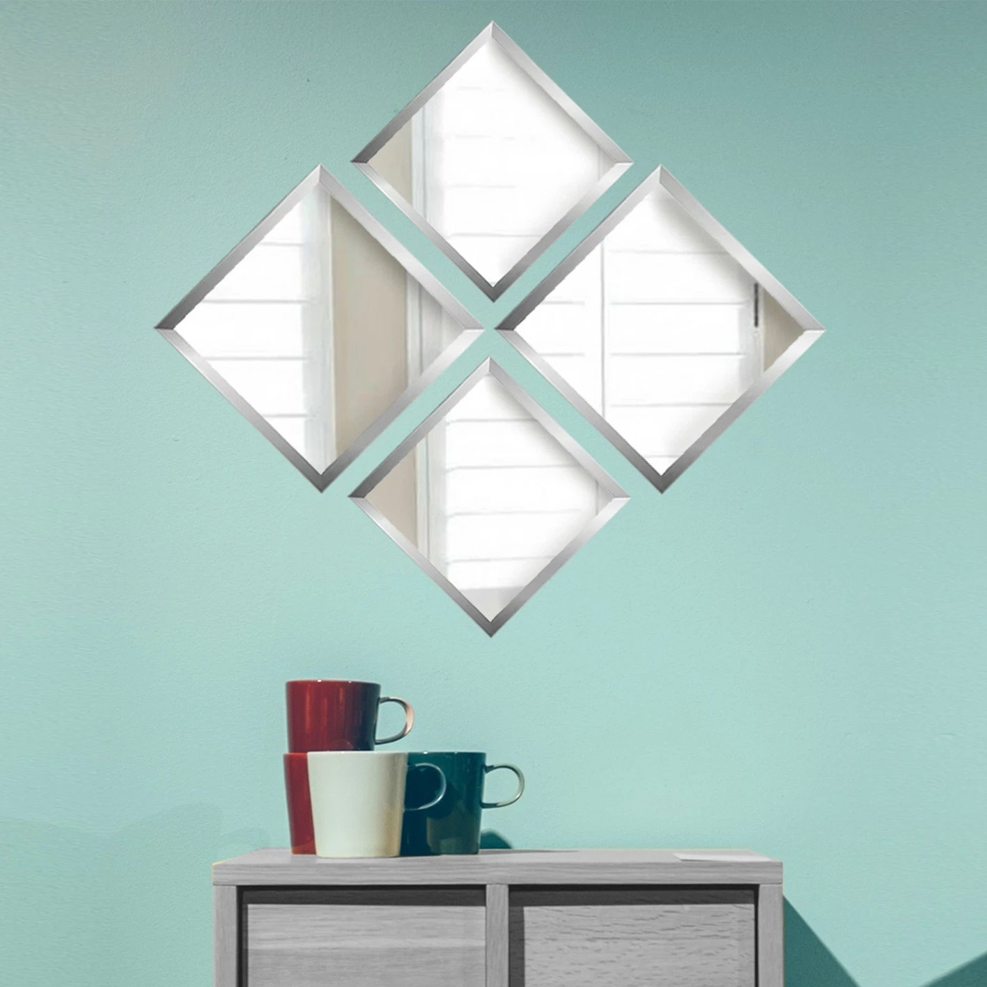 Set pasqyrash (4 copë), Wallity, SETAYNA_047, ngjyrë argjendi