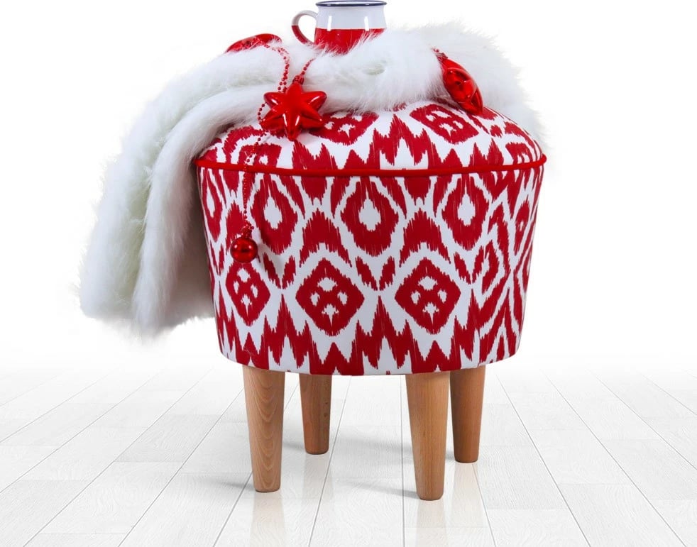 Puf bohem, ngjyrë e kuqe dhe e bardhë, Atelier del Sofa, Cor