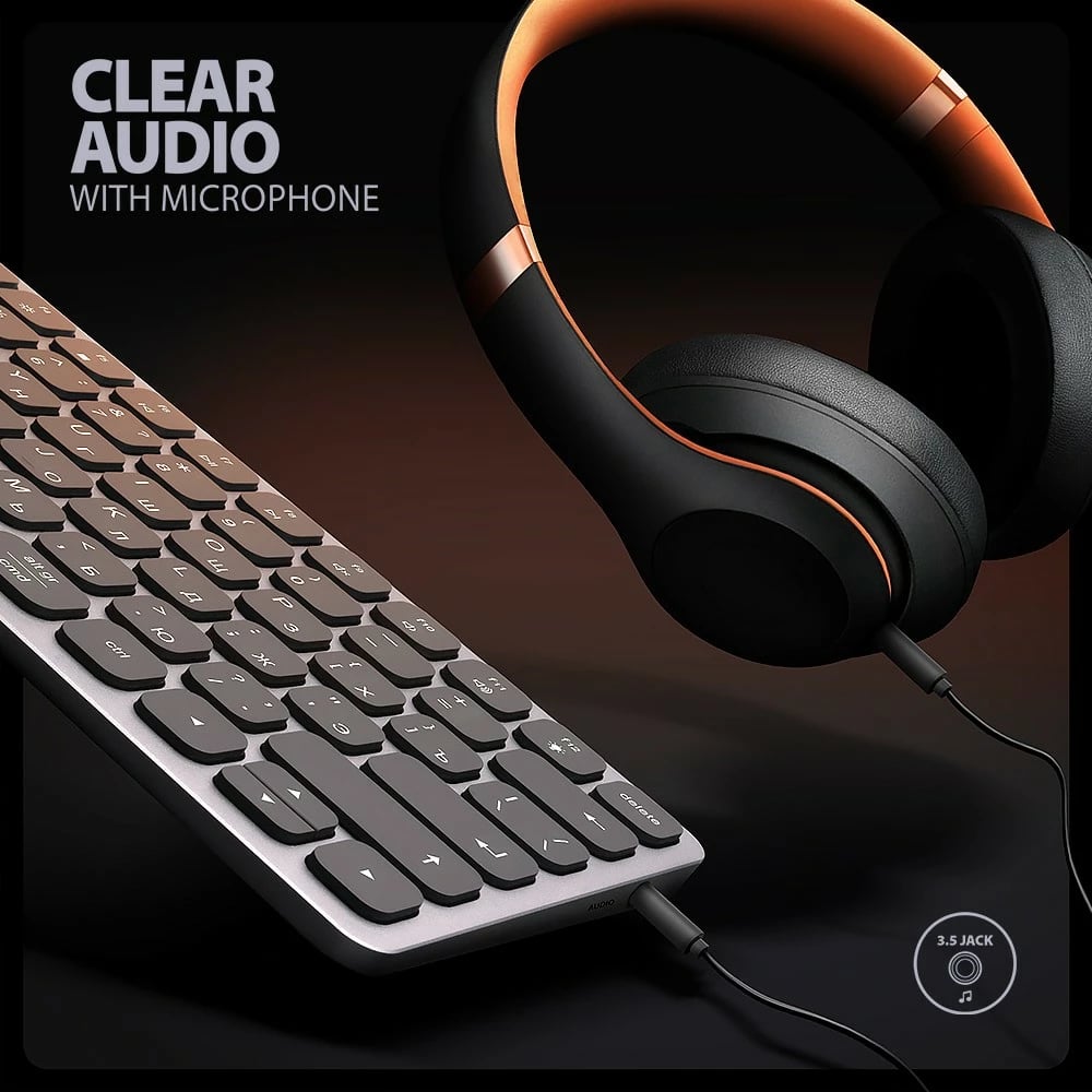 Tastierë AXAGON HMC-KB-CRL me hub USB-C 9-në-1, layout cirilik, 60cm, Gri Tastierë AXAGON HMC-KB-CRL me hub USB-C 9-në-1, layout cirilik, 60cm, Gri