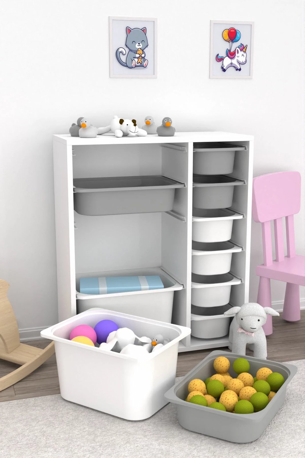 Dollap multifunksional Hanah Home, Zen 2D2K6U, i bardhë-gri