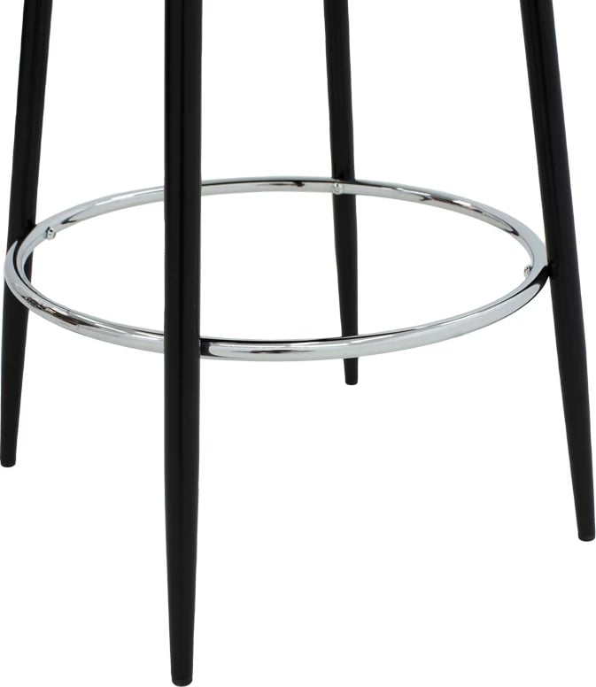 Karrige për bar Cody, këmbë metalike të zeza, material stof, ngjyrë gri e çelët antike