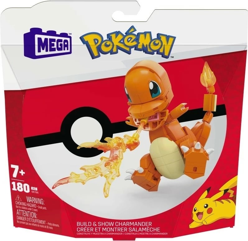 Set ndërtimi Mega Bloks Pokémon Charmander, 180 pjesë, Portokalli