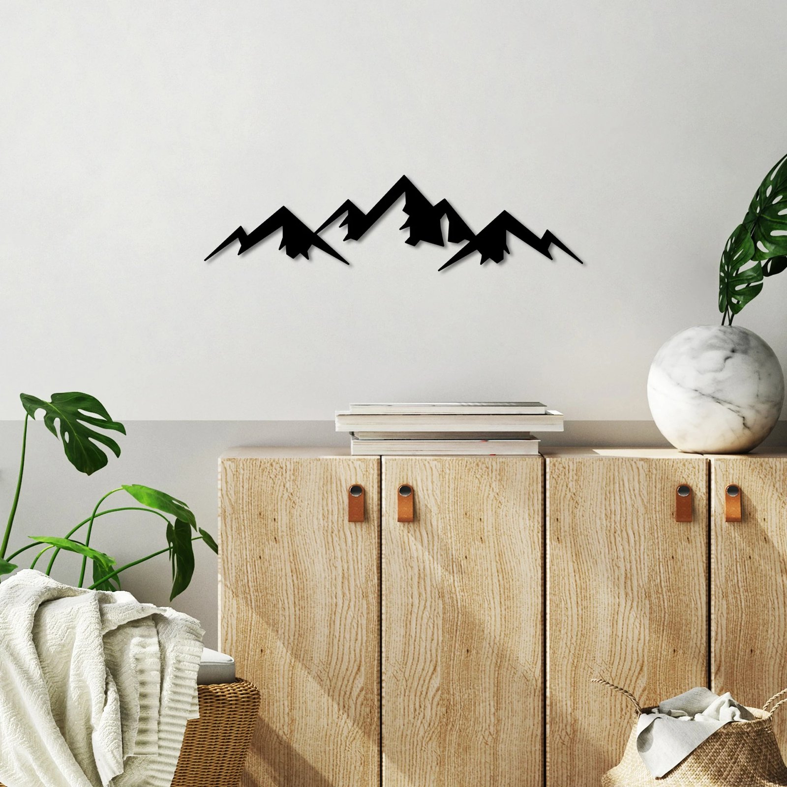 Aksesor dekorativ metalik për mur, Wallity, mal, 54x14cm