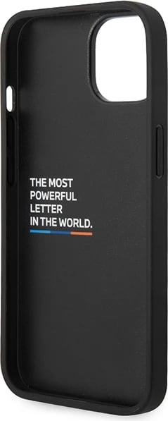 Mbështjellës BMW Quilted Tricolor BMW000811-0 hardcase për iPhone 15/14/13 (6.1 inç), TPU/PC lëkurë eko, i zi