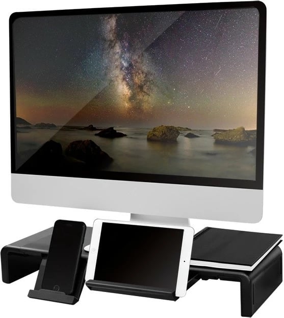 Mbajtës monitori LogiLink BP0140, ergonomik, i palosshëm, me sirtar dhe mbajtëse telefoni, i zi Mbajtës monitori LogiLink BP0140, ergonomik, i palosshëm, me sirtar dhe mbajtëse telefoni, i zi