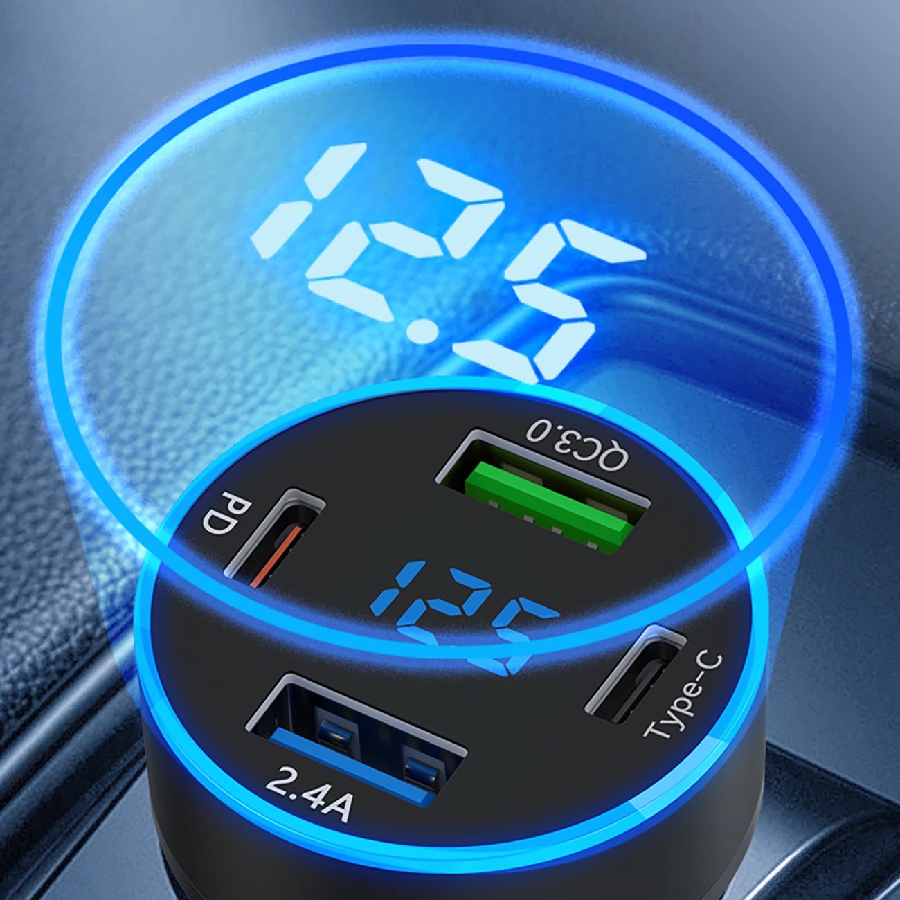 Karikues veture Wozinsky WDCCB, 50W, 2xUSB-C / 2xUSB-A, me ekran, i zi