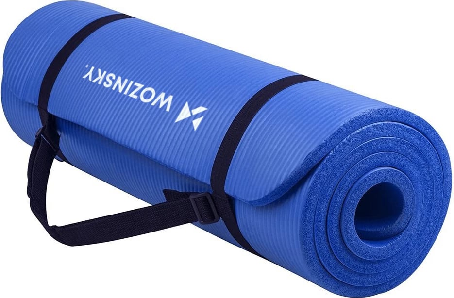 Tapet ushtrimesh/joga Wozinsky WNSP-BLUE 181x63x0.9 cm NBR, me rrip dhe çantë, blu