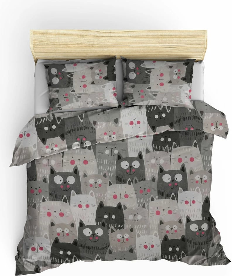 Set mbulesë për jorgan dopio, Duvarda Kediler, ngjyrë e bardhë/gri/zezë Set mbulesë për jorgan dopio, Duvarda Kediler, ngjyrë e bardhë/gri/zezë