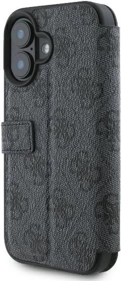 Mbështjellës Guess 4G Metal Logo për iPhone 16, e zezë