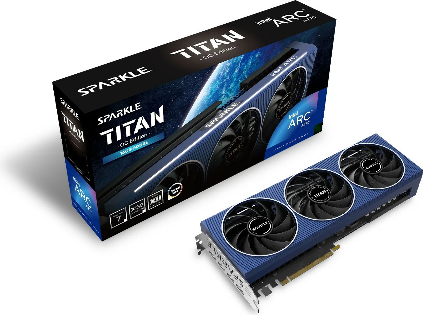 Kartelë grafike Sparkle Intel Arc A770 TITAN OC Edition, 16 GB, PCI Express 4.0, e zezë/blu