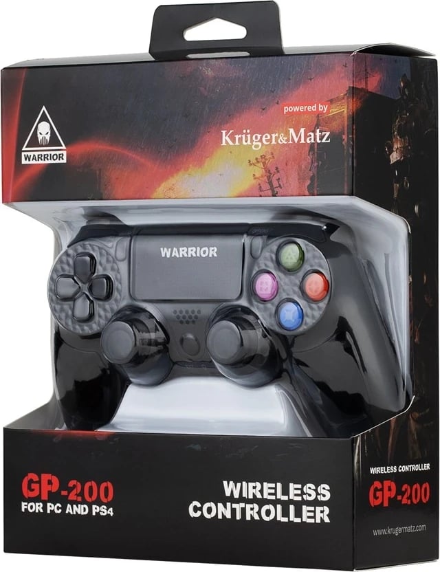 Gamepad Kruger & Matz Warrior për PS4 / PC, i zi